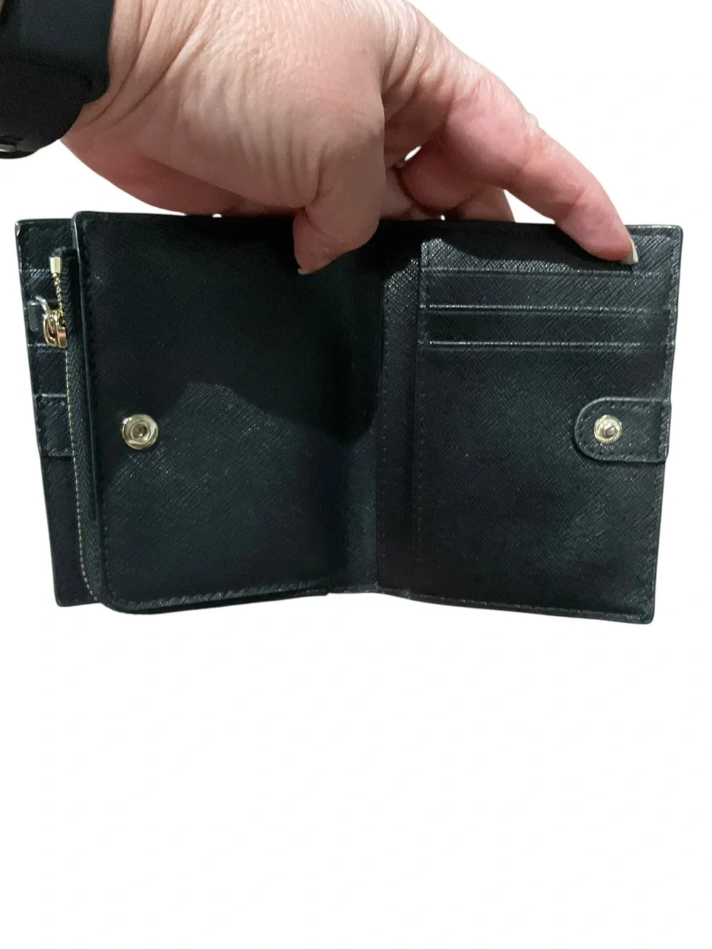 kate spade Laurel Way Small Shawn Wallet in Black Saffiano Textured Leather